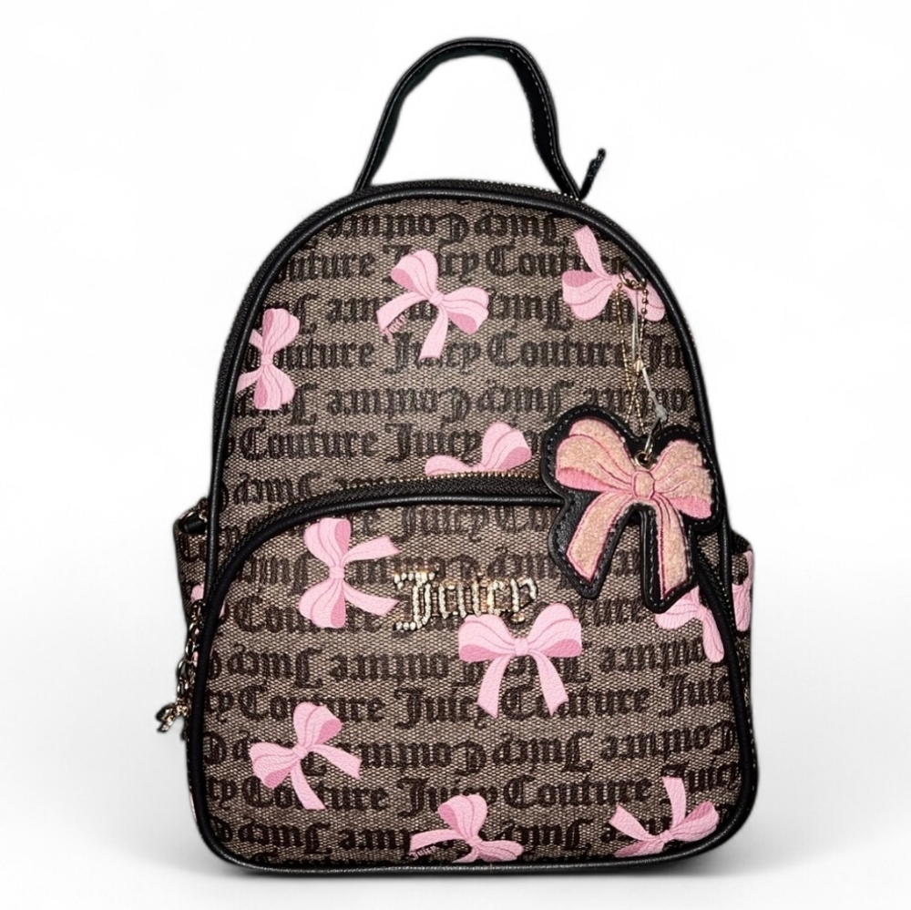 Juicy Couture Brown and Pink Bow Backpack
